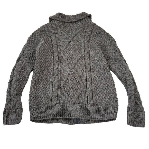 Andes Native Roots Cardigan Sweater Chunky Cable Knit Shawl Collar Llama Wool L - Picture 8 of 9